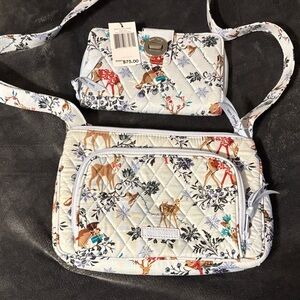 Vera Bradley Floral Quilted mistletoe Crossbody Bag Set